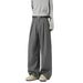 High End Curved Trousers Gray Pleated Loose Casual Pants Wide Leg Trousers for Men And Women Autumn Trendy Clean Fit_viptrois.com