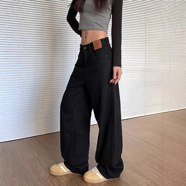 Men's Clothing High Street Wide Leg Black Jeans For Women Summer New Style High Waist Loose Slim Straight Trousers_viptrois.com