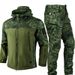Patchwork Shark Skin Windbreaker Pants Set For Men With Fleece Lining And Waterproof Softshell Jacket Second Generation Outdoor Sport Wear_viptrois.com