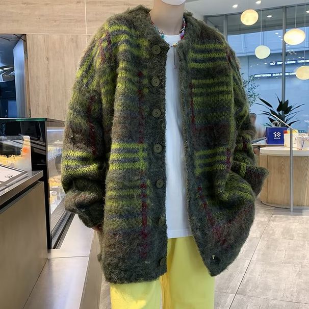Vintage Sweater, New Casual, Loose And Versatile Round Neck Knitted Cardigan Jacket, Trendy Brand_viptrois.com
