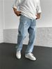 Men's Clothing Simple Straight Pants Printed Solid Color Loose Handsome Wide Leg Denim Trousers_viptrois.com