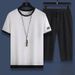 Men's Clothing Casual Sports Suit Breathable Short-Sleeved T-Shirt Cropped Pants Two-Piece Suit_viptrois.com