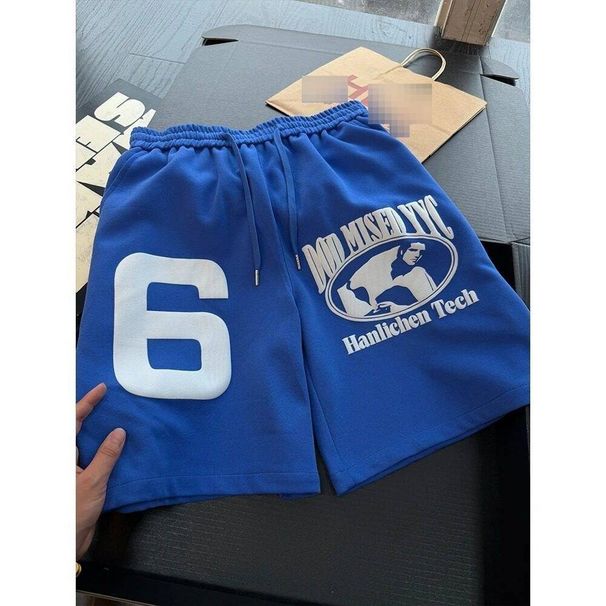 Men's Klein Blue Foam Print Shorts Summer Design Straight Leg Five Pocket Pants Heavyweight Sports Basketball Casual Wear_viptrois.com