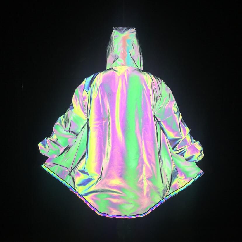 Men's Clothing colorful jacket, mid length reflective windbreaker for men, hip hop loose large size trendy jacket_viptrois.com