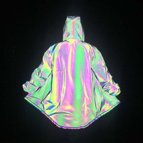 Men's Clothing colorful jacket, mid length reflective windbreaker for men, hip hop loose large size trendy jacket_viptrois.com