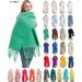 Unisex Women's shawl long fringe coarse beard grass green thick solid color scarf_viptrois.com