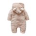 Unisex Baby Fleece-Lined Hooded Romper With Bear Paw Design - Soft & Warm Winter Outfit For Newborns (0-12M, 59-80cm)_viptrois.com