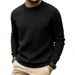 Men's Clothing Knitted Jacquard Heavyweight Jacquard Checkerboard T-Shirt - Long Sleeve Crewneck, Breathable Polyester, Relaxed Fit (S-XXXL)_viptrois.com