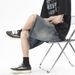 Men's Clothing Denim Beach Shorts Summer Trendy Loose Semi Elastic Stitching Shorts_viptrois.com