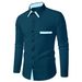 Men's Clothing Color Matching Business Slim Casual Shirt Contrast Color Long Sleeved Shirt Cardigan_viptrois.com