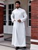 Men's Clothing Middle East Dubai Turkish Muslim Men's Robe Solid Color Loose Small Stand Collar Design Thobe 927 104_viptrois.com