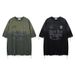 Men's Clothing American Retro National Fashion Brand Distressed Short Sleeved T Shirt Men's Summer 2025 New Oversize Loose Cut Top_viptrois.com