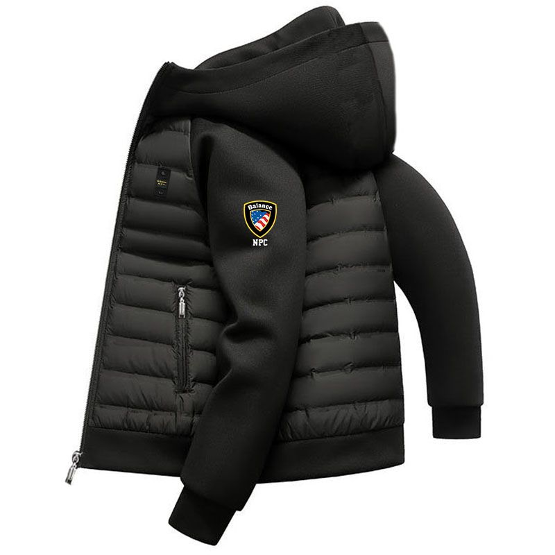 Men's Balance Embroidered Puffer Jacket - Minimalist Streetwear Coat With Geometric Lettering, Lightweight Winter Outerwear_viptrois.com