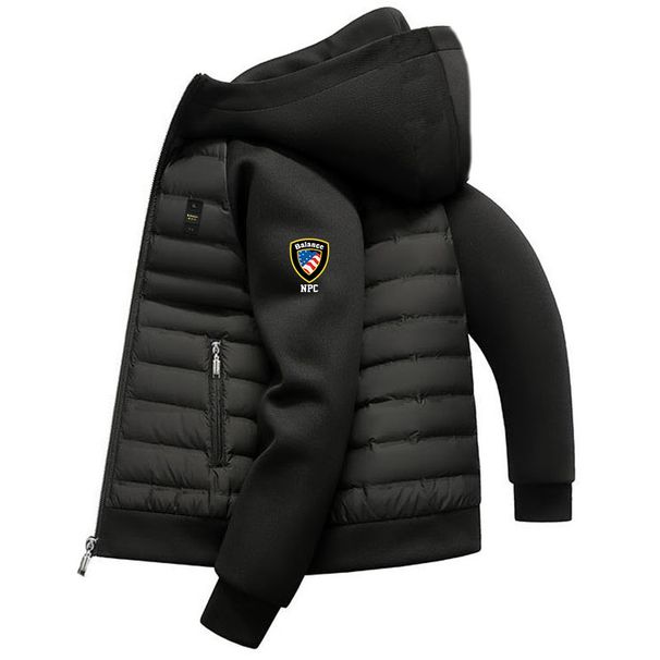 Men's Balance Embroidered Puffer Jacket - Minimalist Streetwear Coat With Geometric Lettering, Lightweight Winter Outerwear_viptrois.com