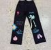 Men's Clothing Men's Jeans Street Style Black Graffiti Jeans, Loose Fit Straight Leg Casual Pants_viptrois.com