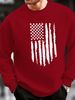 Men's Loose Casual Fashionable American Flag Print Round Neck Long Sleeved Pullover Hoodie For Autumn And Winter_viptrois.com