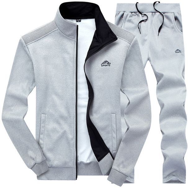 Youth Sports Embroidered Sweatshirt Fitted Stand Collar Solid Color Men's Clothing Spring Autumn Long Sleeve Cardigan_viptrois.com