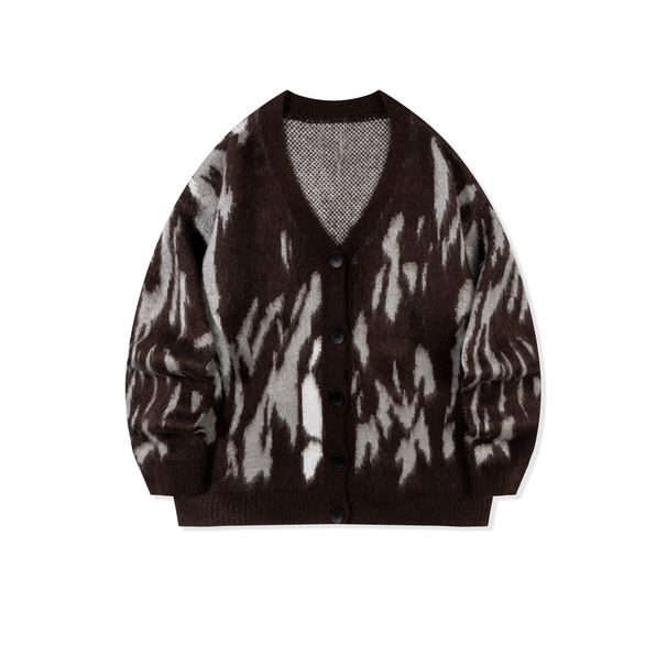 Men's Clothing Street Hip Hop Style Sweater For Men Autumn/Winter Streetwear Colorblock Knit Cardigan - Oversized Hip-Hop Open Front Sweater_viptrois.com