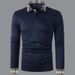 Men's Long Sleeve Polo Shirt – Classic Collar, Breathable Polyester, Slim Fit For Casual & Smart Wear (White/Royal Blue/Dark Brown, S-2XL)_viptrois.com