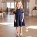 Mother & Kids Little European And American Heat Transfer Children's Skirt Summer Girls Short Sleeved Dress Pure Cotton Children's Princess Skirt_viptrois.com