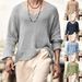 Men's Summer Knit Sweater Breathable Loose Fit Casual V-Neck Pullover Lightweight_viptrois.com
