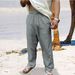 Men's Clothing Straight Casual Pants Elastic Pants Shuttle Trousers Solid Color Cotton And Linen Pants_viptrois.com