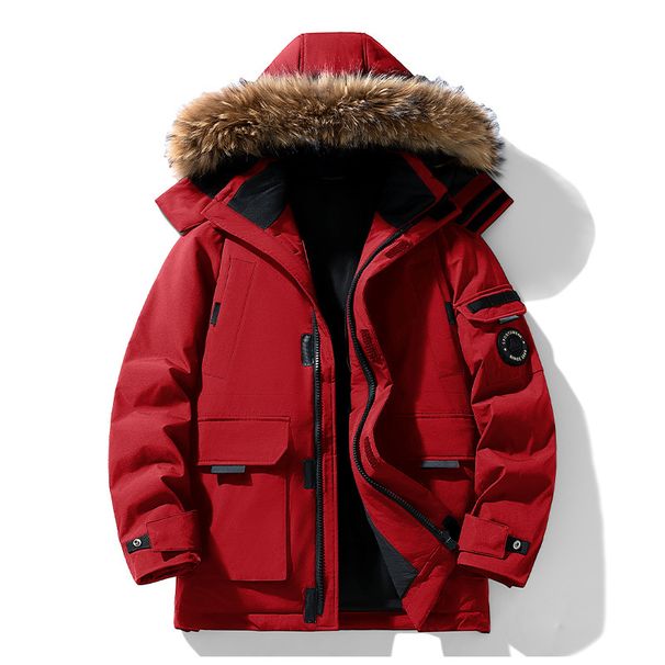 Men's Fashion Winter Parka Coat With 90% White Duck Down, Hooded Long Coat For Cold Weather_viptrois.com