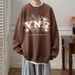 Autumn New Hoodie Retro Round Neck Pullover Top Loose Casual Jacket_viptrois.com
