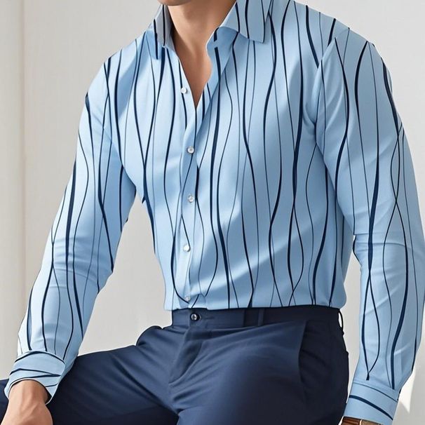Men's Clothing Shirt Spring And Autumn Casual Design Curve Printing Men's Long Sleeve Shirt_viptrois.com