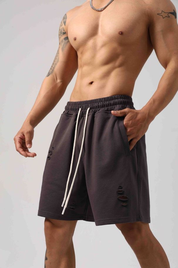 2025 Summer Loose Large Edition Sports Basketball Shorts Trendy Brand Ripped Casual Pants Men_viptrois.com