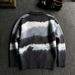 Men's V-Neck Stripe Knit Sweater - Relaxed Fit Casual Pullover With Contrast Color Design For Autumn & Winter_viptrois.com