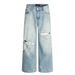 Washed Gradient Denim Straight-Leg Men's Dad Punk Street Style Distressed Casual Loose Pants_viptrois.com