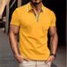 Men's Clothing Collar Striped Casual Polo Shirt Lapel Button Business Versatile T Shirt Top_viptrois.com