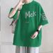 2025 Pure Cotton Plus Size Loose Letter Printed Short Sleeved T-shirt For Men's Summer Half Sleeved Versatile Slimming Clothes_viptrois.com
