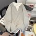 Men's Clothing Long Sleeved T Shirt Waffle Knit Long Sleeve T-Shirt, Casual Oversized V-Neck Pullover, Retro Loose Fit Top For Spring & Autumn_viptrois.com