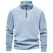 Autumn 2025 High Quality Fashion Men's 100% Polyester Stand Collar Half Zipper Pure Color Long Sleeve Casual Loose Fleece Sweatshirts_viptrois.com