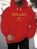 Men's Autumn And Winter Casual Fashionable Loose Hooded Sweatshirt MILANO ITALIA Pattern Printed Warm Long Sleeved Pullover_viptrois.com