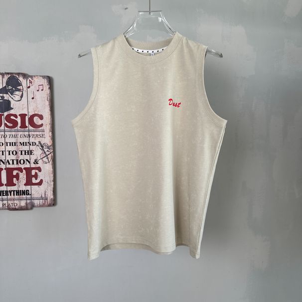 American minimalist style tie dye, washed distressed, unisex round neck pullover vest, ruffled and handsome, high street_viptrois.com