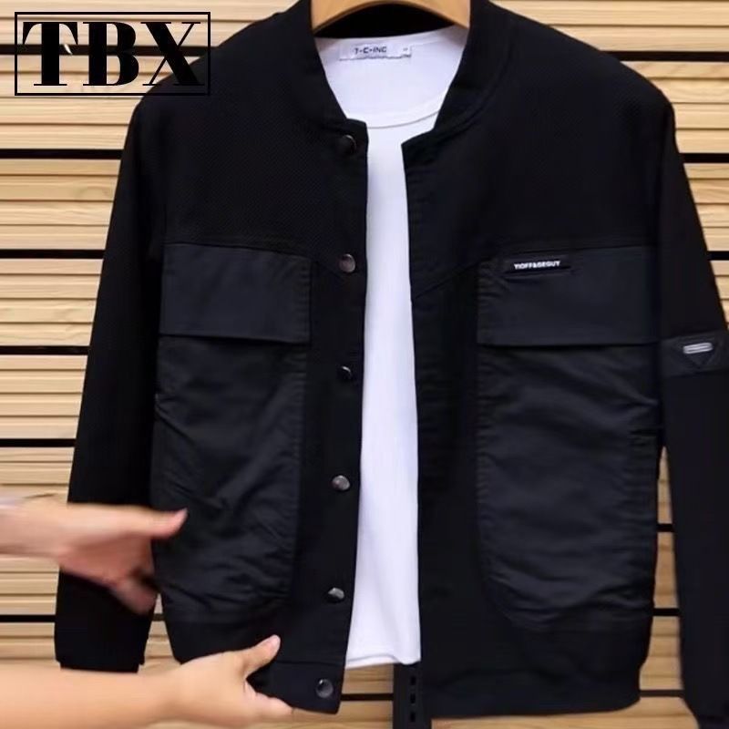 Men's Casual Two-Piece Set – Fleece-Lined Denim Jacket & Jogger Pants (Black/Grey, XL-6XL Sizing)_viptrois.com
