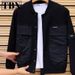 Men's Casual Two-Piece Set – Fleece-Lined Denim Jacket & Jogger Pants (Black/Grey, XL-6XL Sizing)_viptrois.com