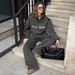 Oversized Letter Print Sweatshirt & Jogger Set - Unisex Streetwear Lounge Two-Piece, Drop Shoulder Long Sleeve Hoodie With Matching Drawstring Pants_viptrois.com