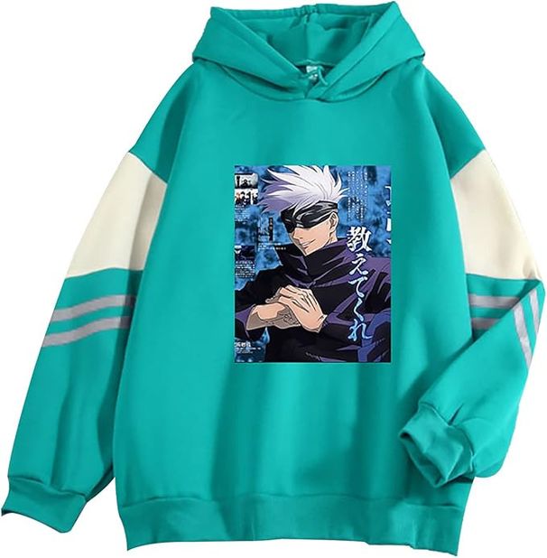 2024 Color Block Anime Character Print Hooded Pullover Sweatshirt Casual Loose New Hot-Selling Top_viptrois.com