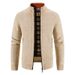 Men’s Fleece-Lined Stand Collar Knit Sweater – Slim Fit Zip-Up Cardigan For Fall & Winter (Sizes S-4XL)_viptrois.com
