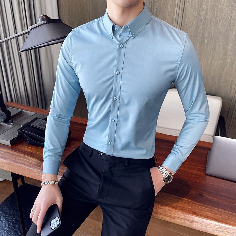 Premium Polyester Slim-Fit Dress Shirt For Men – Stylish & Comfortable (Extended Sizes 7XL) – Solid Colors For Work & Nightlife_viptrois.com