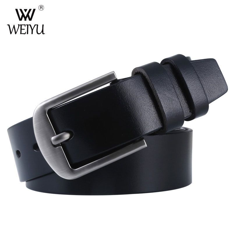 Leather belt men's leather alloy needle buckle youth leisure business belt simple generous trouser belt_viptrois.com