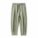 Men's Clothing Spring And Summer Pants Ice Silk Trousers Casual Pants Loose Straight Pants Handsome Nine Point Sports Pants_viptrois.com