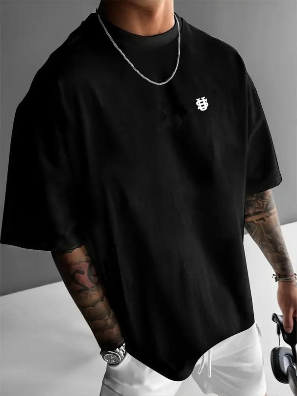 Men's Fashion Short-sleeved T-shirts Summer Slim-fit Pure Cotton Printed T-shirts Trendy Casual Versatile Tops_viptrois.com
