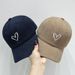 New autumn and winter corduroy heart embroidered baseball hat for women ins casual versatile face small duckbill cap for men_viptrois.com