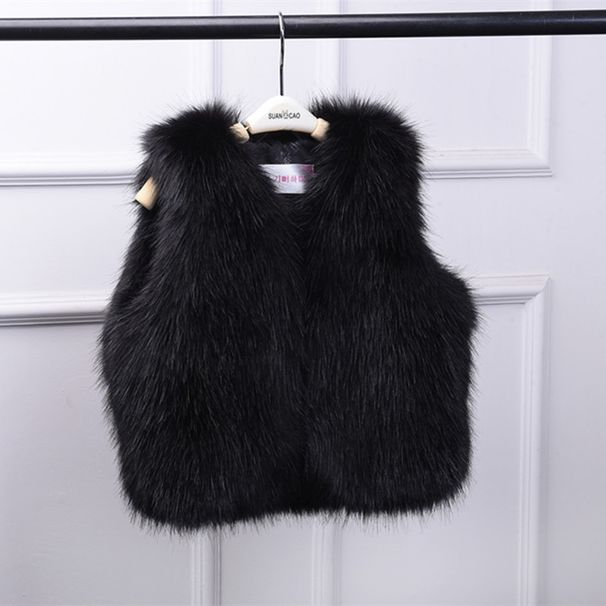kid's clothing Boys and girls fur vest imitation fox fur vest super thick warm casual fur vest_viptrois.com
