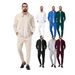 Men's Clothing Autumn Youth Zipper Waffle Pocket Lapel Slim Jacket Casual Pants_viptrois.com